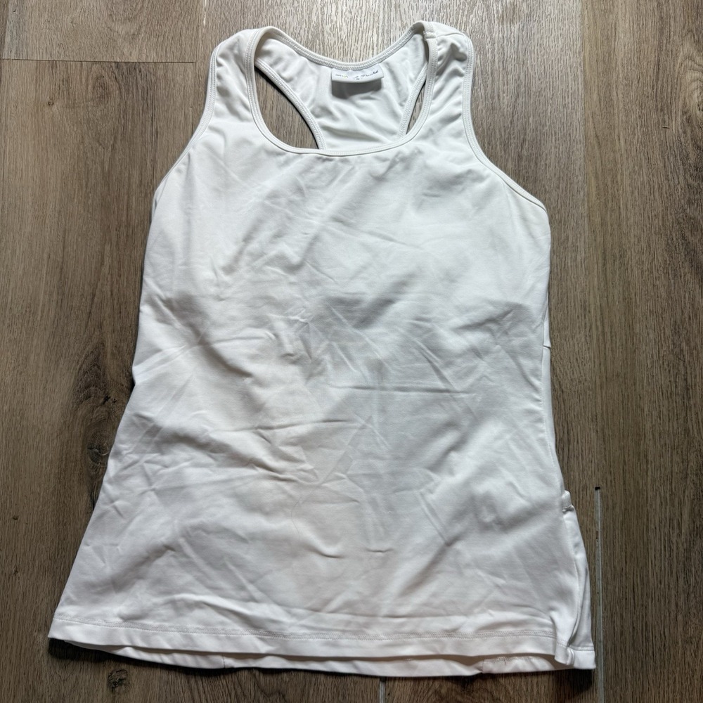 Loeuf‎ Poche Womans White Tennis Golf Pickleball Tank Top Stretch Medium